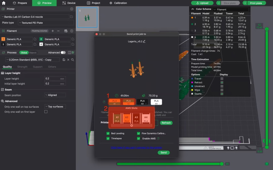 Руководство по подготовке к цветной печати на 3D-принтерах Bambu Lab с AMS