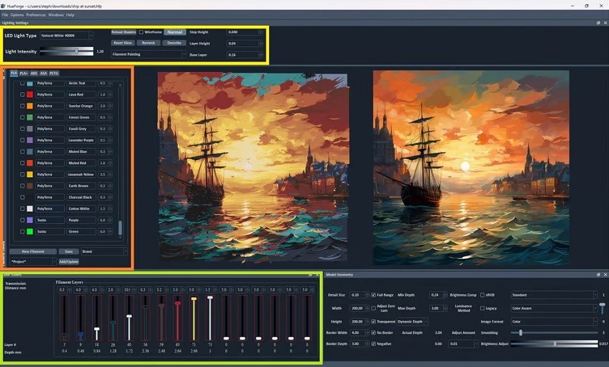 HueForge: программа для 3D-печати цветной литофании с широким выбором оттенков