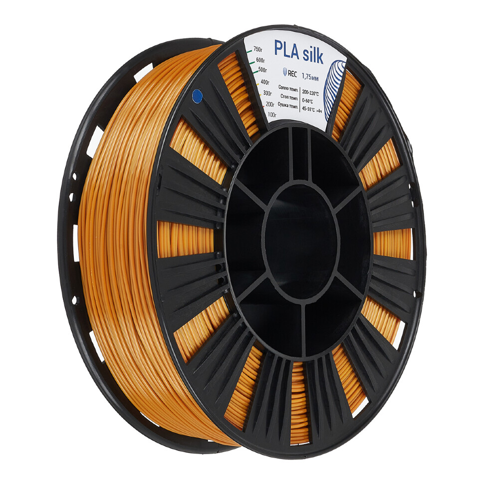 PLA Silk пластик REC 1.75мм темное золото