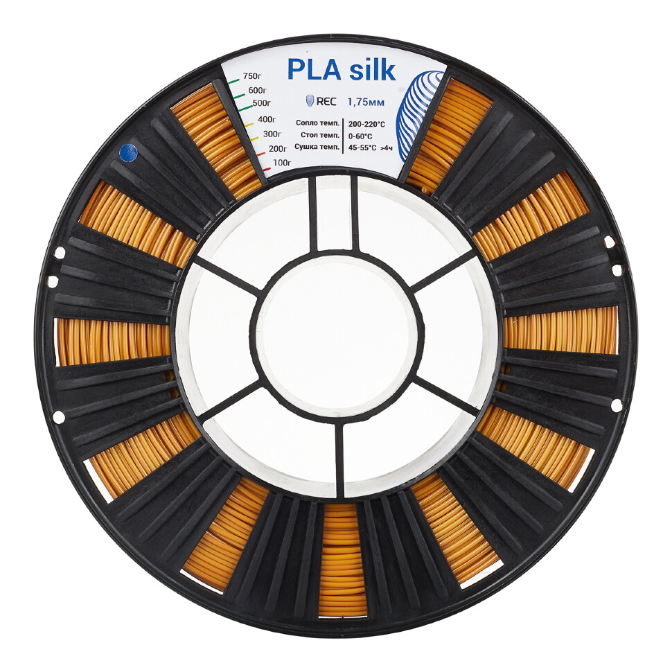 PLA Silk пластик REC 1.75мм темное золото