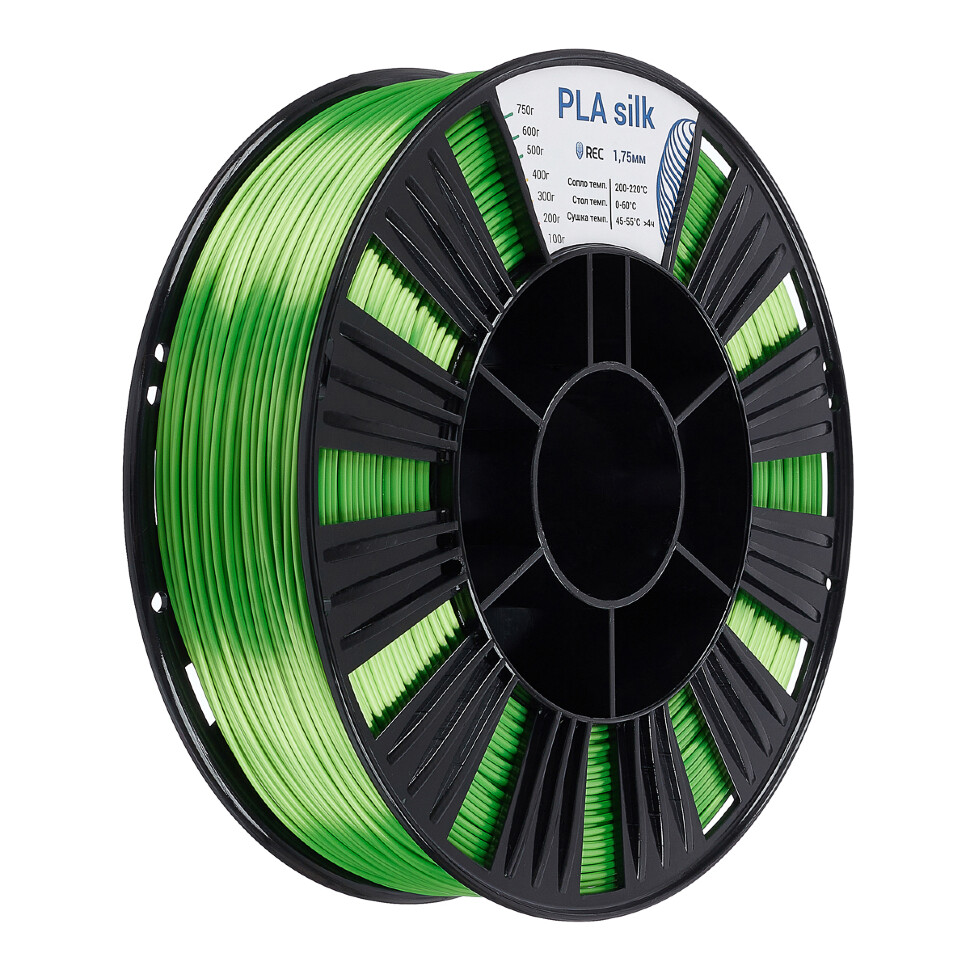 PLA Silk пластик REC 1.75мм зеленый