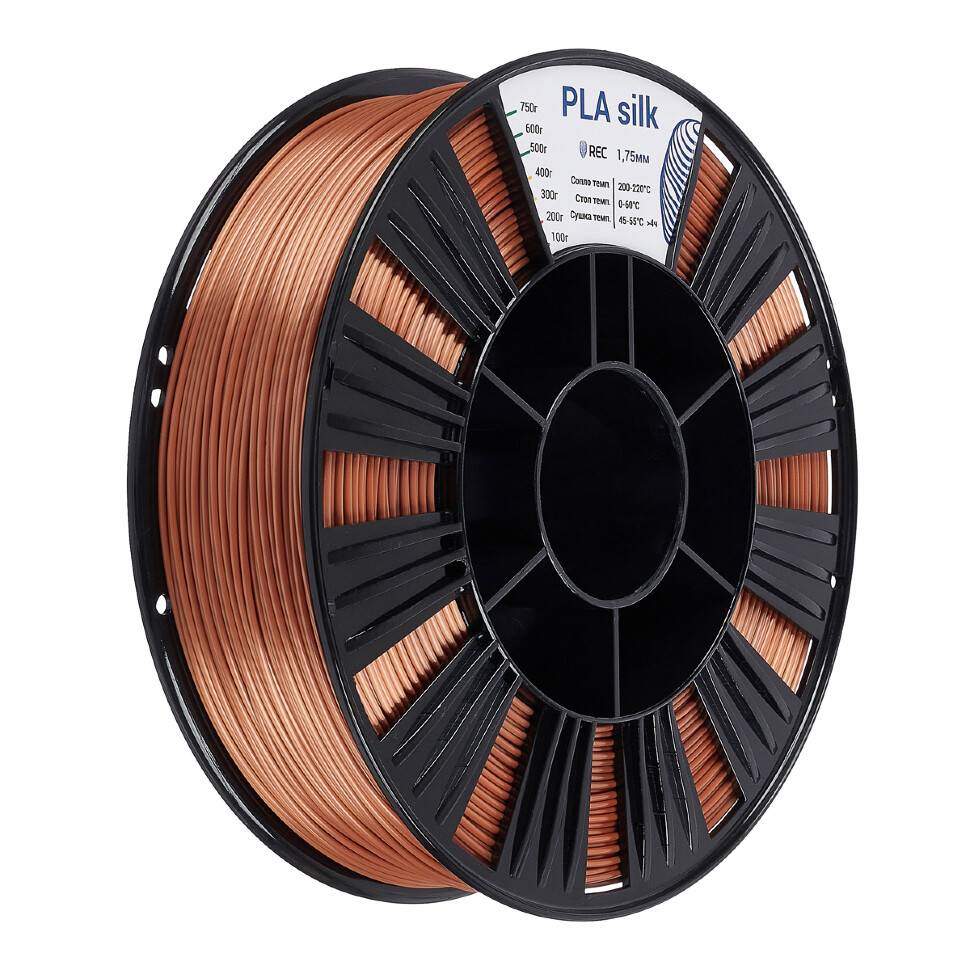 PLA Silk пластик REC 1.75мм медный